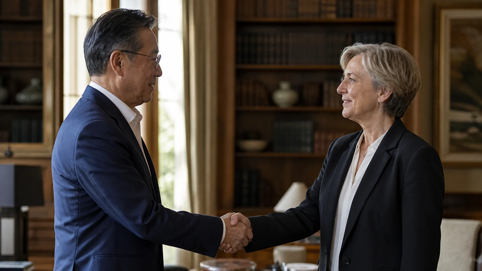 Two leaders reaching an agreement after a private discussion